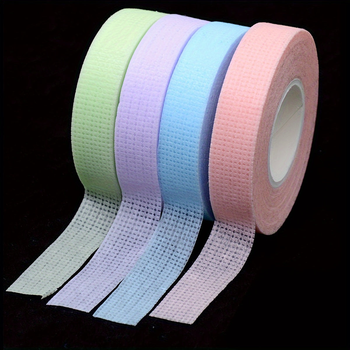 4 Rolls of SoftTouch Micropore Fabric Eyelash Extension Tapes - Breathable, Colorful, Professional-Grade Adhesive for Grafting Eye Lashes - 9m Long, Gentle on Skin, Easy to Remove, Reusable